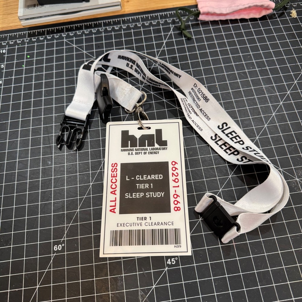 Stranger Things Hawkins National Laboratory HNL Lanyard and Sleep Study ID Badge